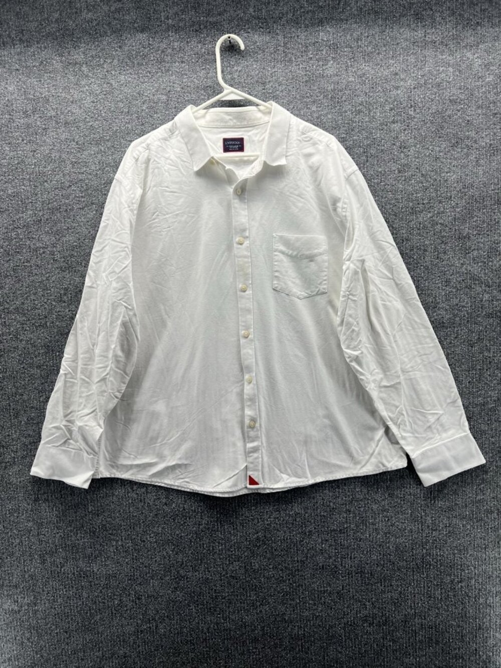 UNTUCKit Shirt Men 3XL White Solid Long Sleeve Button Up Cotton Pocket Casual